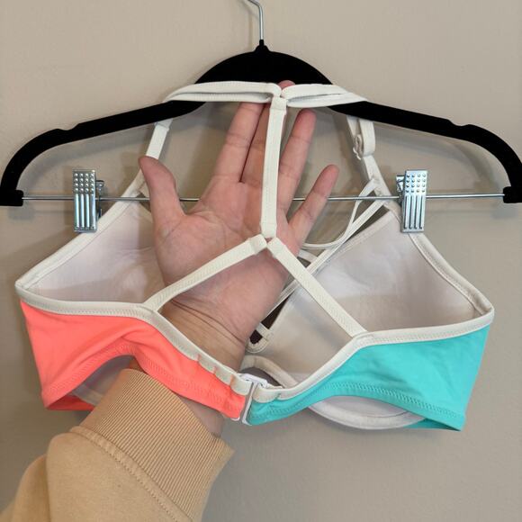 Victoria's Secret Pink Bikini Swim Top S D-DD Colorblock Strappy Beach Summer - Picture 5 of 7